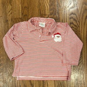 Stitchy fish boys Santa collared shirt, 3T